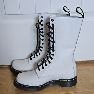Dr. Martens 1914 White 14 Eye Tall Combat Boots | Size 9 US | Smooth Leather